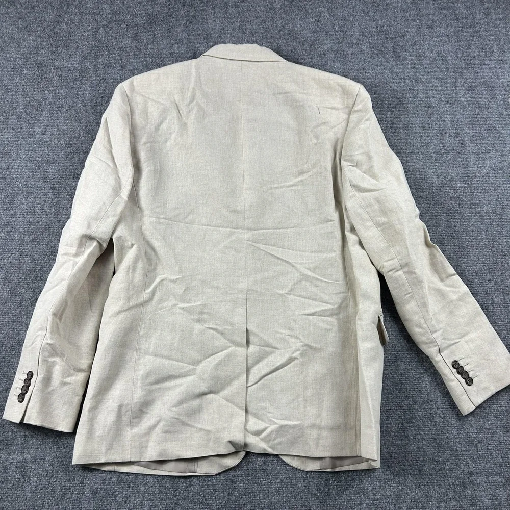 Banana Republic Blazer Mens 42R Beige Linen Cotton 3‎ Button Sport Coat Summer